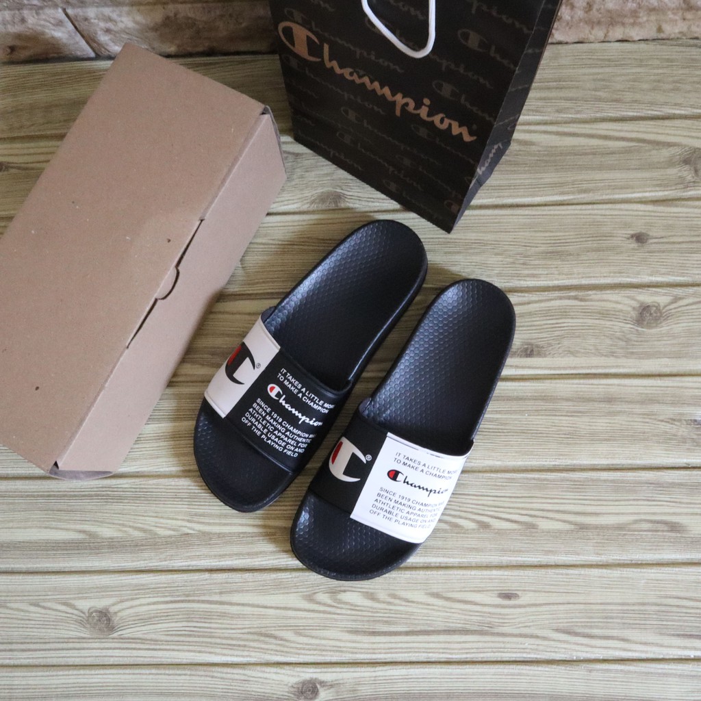 Sandal Slide Champion Pria Wanita kasual Sandal Slop Cowo Cewe Sendal Slop flat flip pria distro-1