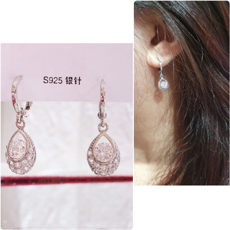 Anting Silver925 Perak Mata kilau Anti Karat anti alergi anting Zircone premium berlian kilap N508