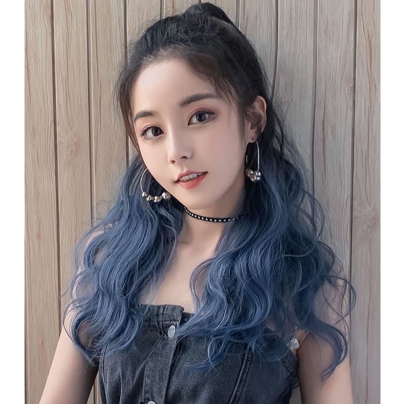 PONYTAIL BLUE HIGHLIGHT HAIR CLIP AKSESORIS RAMBUT PALSU WIG KUNCIRAN RAMBUT WANITA FASHION KOREA IMPORT