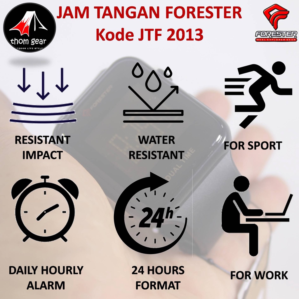 Forester Jtf 2013 Jam Tangan Pria Wanita Origial Forester Analog Adventure Sport Outdoor Waterproof Water Resistant Anti Air Pria Cewek Cowok Original Ori Terbaru 2022 Free Rubber  Strap Cadangan Batre Box Kayu Thomgear Bangakalan Palangkaraya Pare Pare K