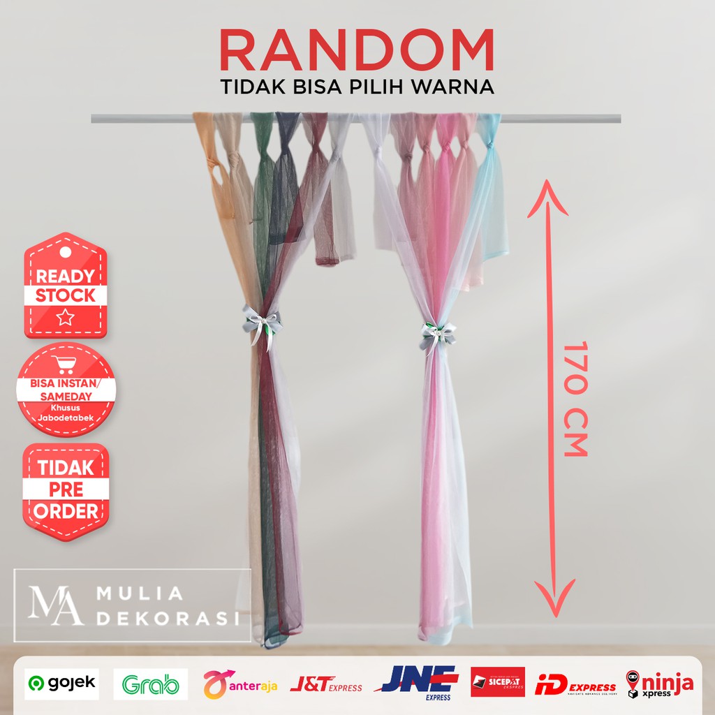 Kain Dekorasi Hiasan Tile Tulle RANDOM TIDAK BISA PILIH WARNA 15 cm x 170cm Backdrop Lamaran  Nikah Aqiqah Khitan