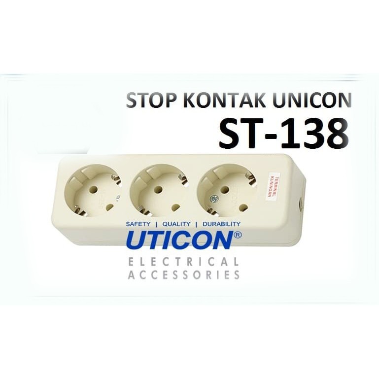 UTICON STOP KONTAK ARDE 3 LUBANG ST-138 2P ST138 ORIGINAL