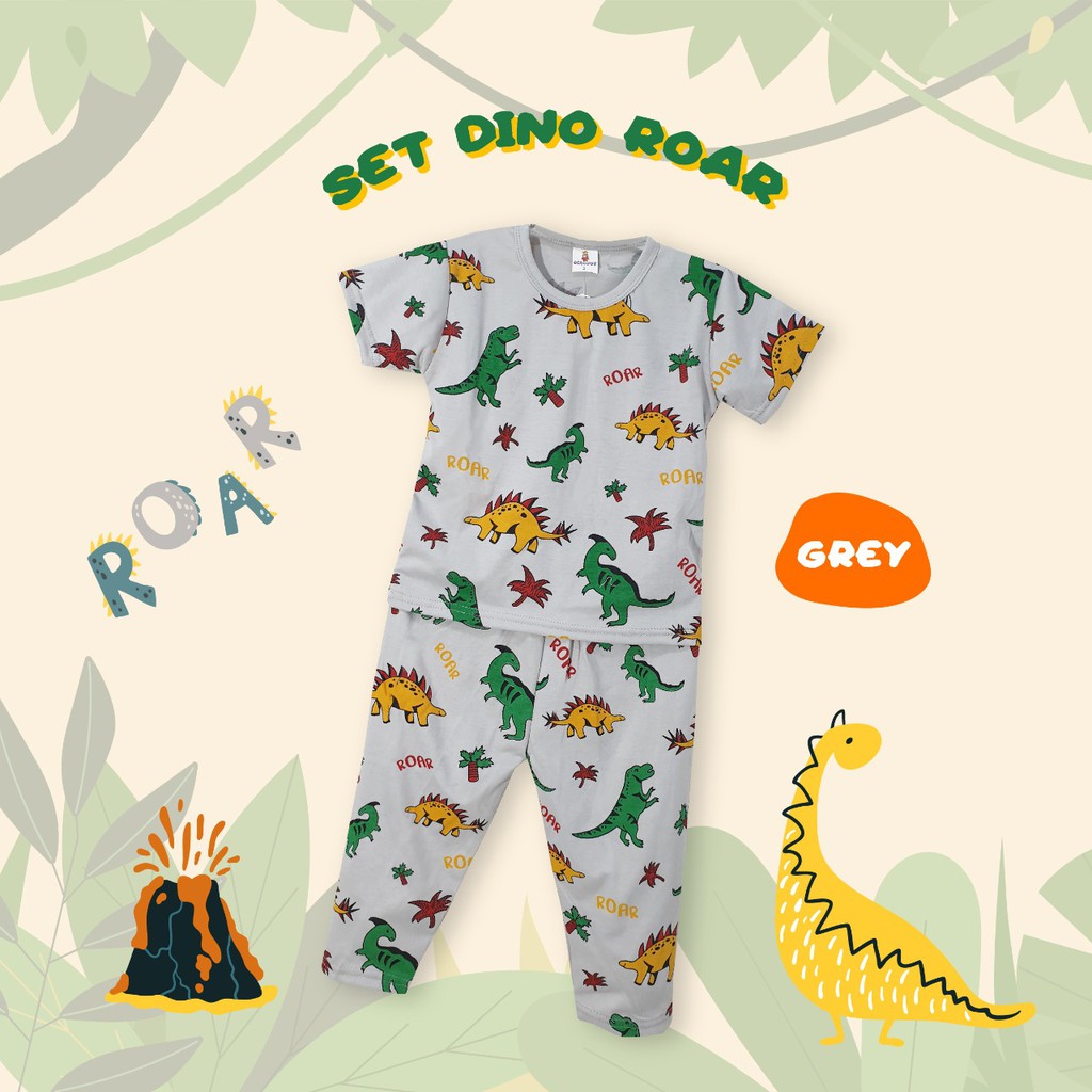 piyama anak dinosaurus laki-laki dan perempuan lengan pendek 1-9 tahun/baju tidur anak laki laki 1 t