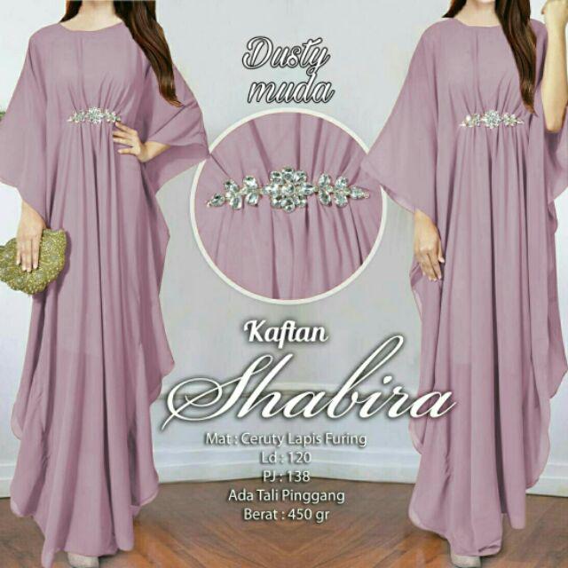 Arnis Shabira Kaftan Original Busui Friendly Ceruty Babydoll-Dusty muda