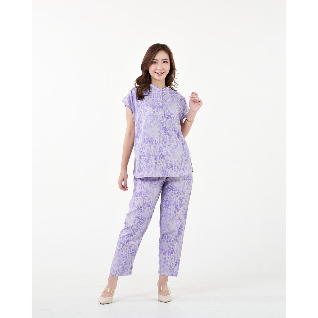 IZANY Piyama Dewasa Daily Set / One Set Aeon all size Lengan Pendek Allsize-TOURLESS PURPLE