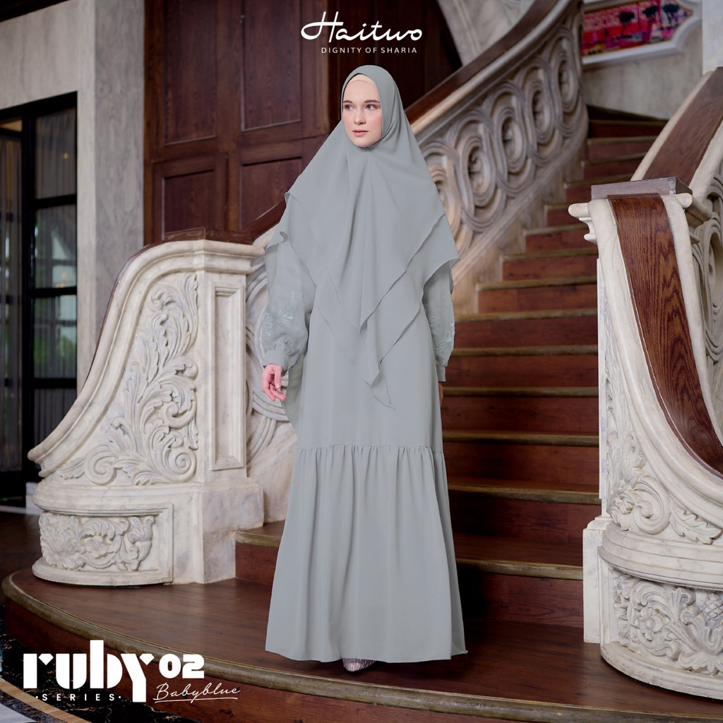 (Limited Stock) Haitwo Gamis Series Ruby 02 Bahan Cerutty Baby Doll Dress Kondangan Simpel Elegant by Haitwo bisa COD