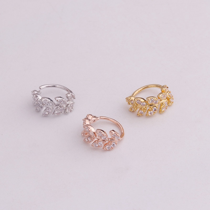 1PC Gold Sliver Color Tree Leaves Tone CZ Helix Cartilage Hoop Earring Tragus Rook Snug Ear Piercing Jewelry