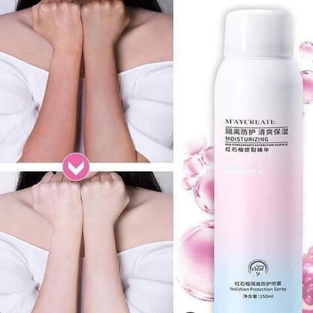 ORIGINAL Maycreate Whitening Moisturizing Isolation Protection Spray Cair 150ml memutihkan tubuh / p