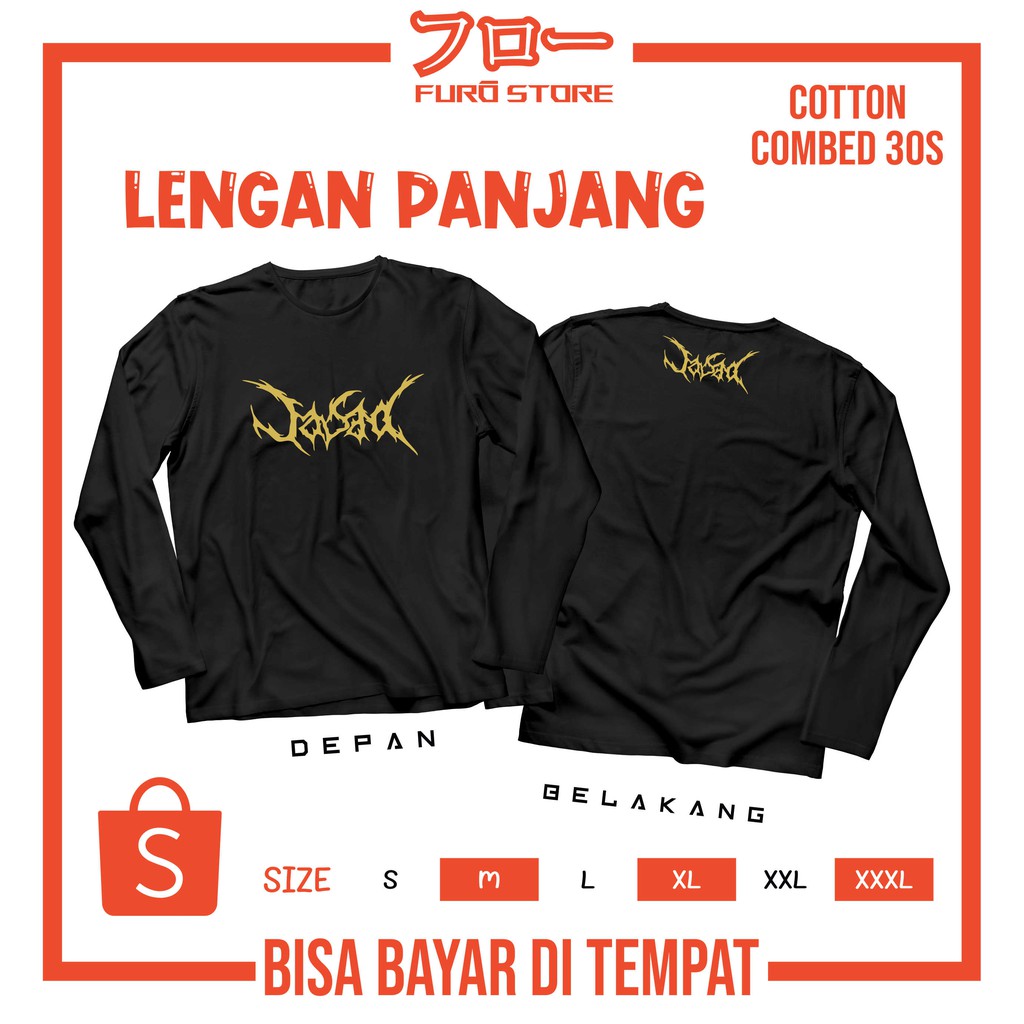 FURO STORE - KAOS LENGAN PANJANG / UNISEX / DEATH METAL JASAD BLACK T-SHIRT