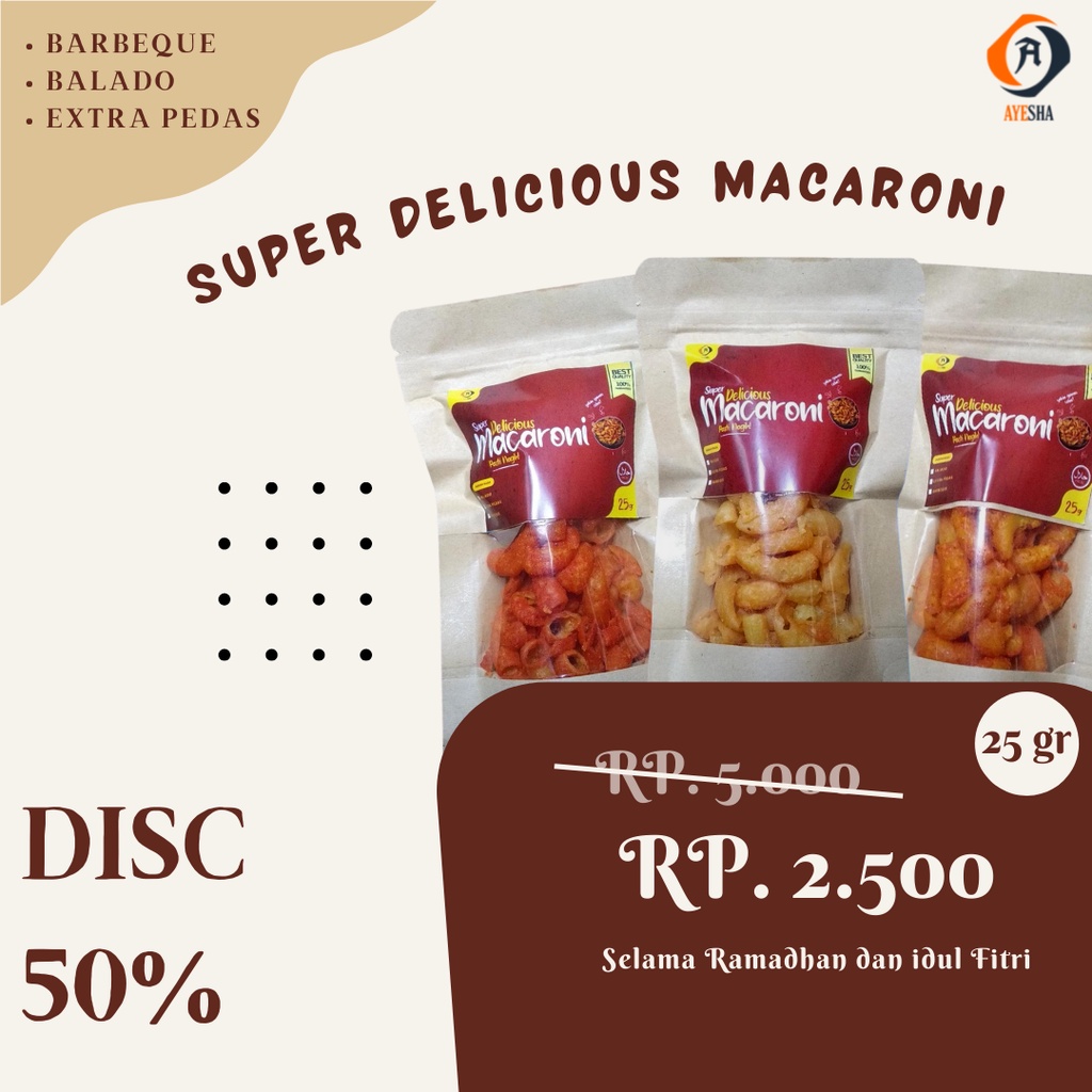 

[PREMIUM QUALITY] Makaroni Balado Barbeque Extra Pedas 25gr