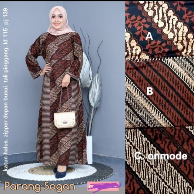 batik wanita jumbo gamis batik parang sogan