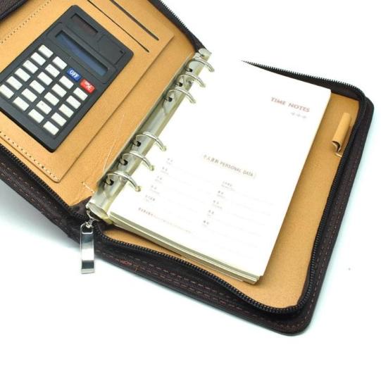 

☑ Buku Binder Kulit + Kalkulator + slot card - Hitam ☎