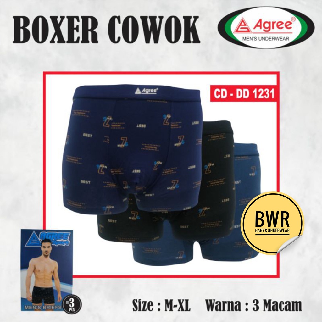 [ 3pc ] AGREE | CD BOXER AGREE SPORT 1231 / Celana Dalam Pria Boxer Motif / CD Boxer Agree Pria 1231