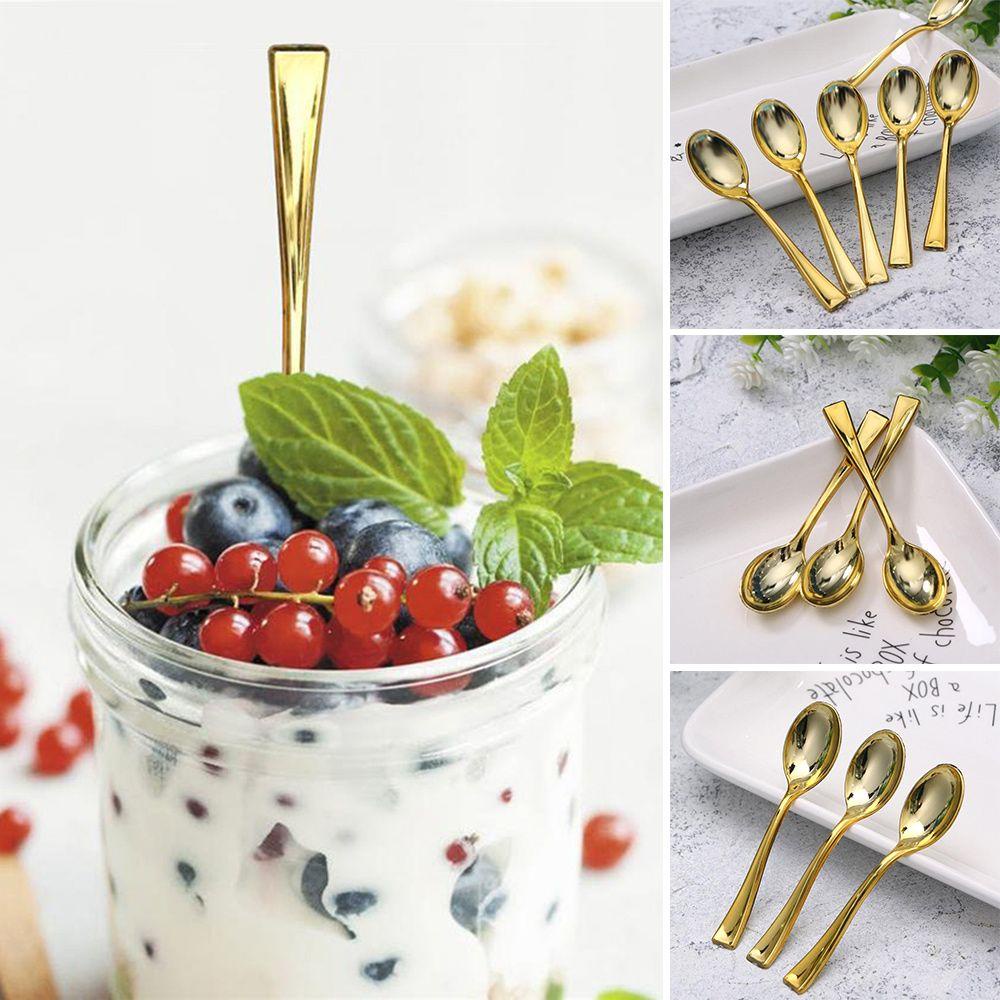 Preva 24PCS Sendok Mini Set Sekali Pakai Menirukan Logam Sendok Garpu Dessert Spoon