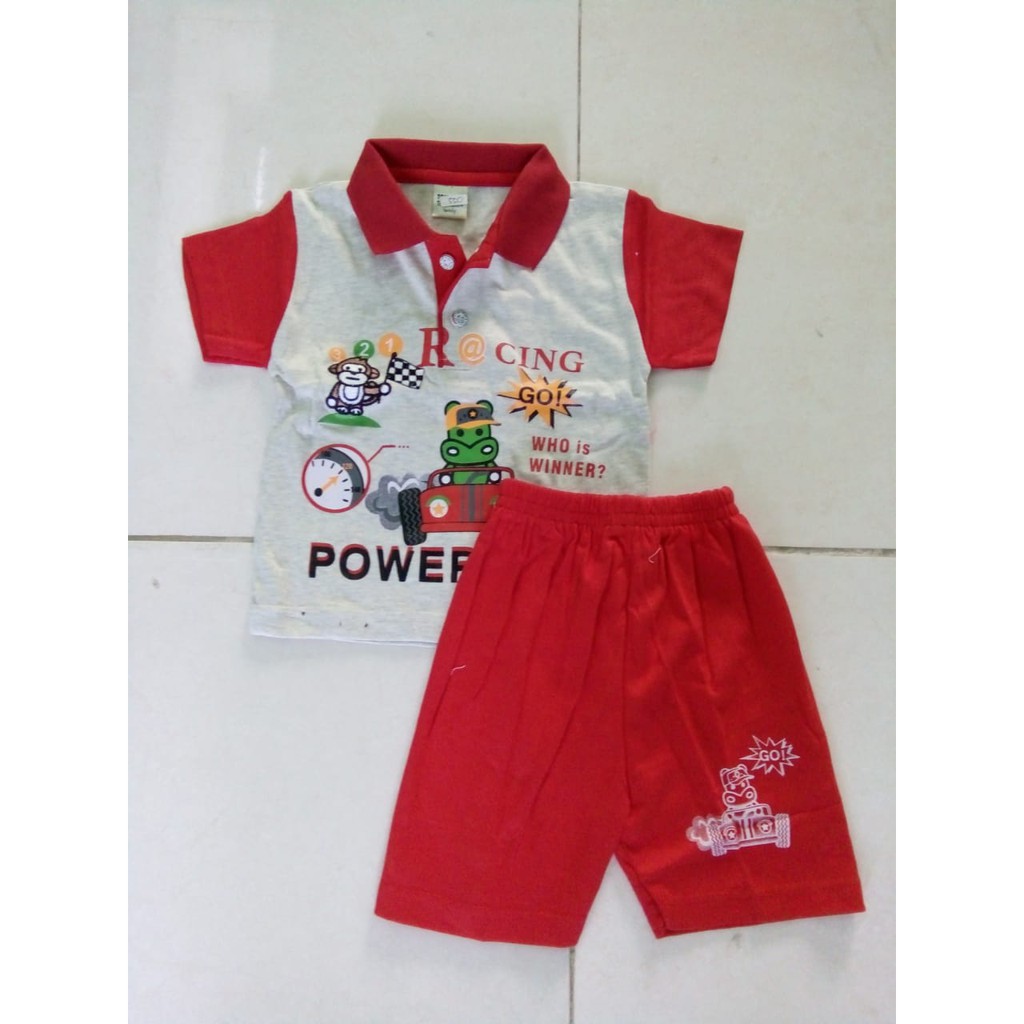  Baju  Bayi  Setelan Kaos  Kerah  Polo Shirt Celana Pendek 6 