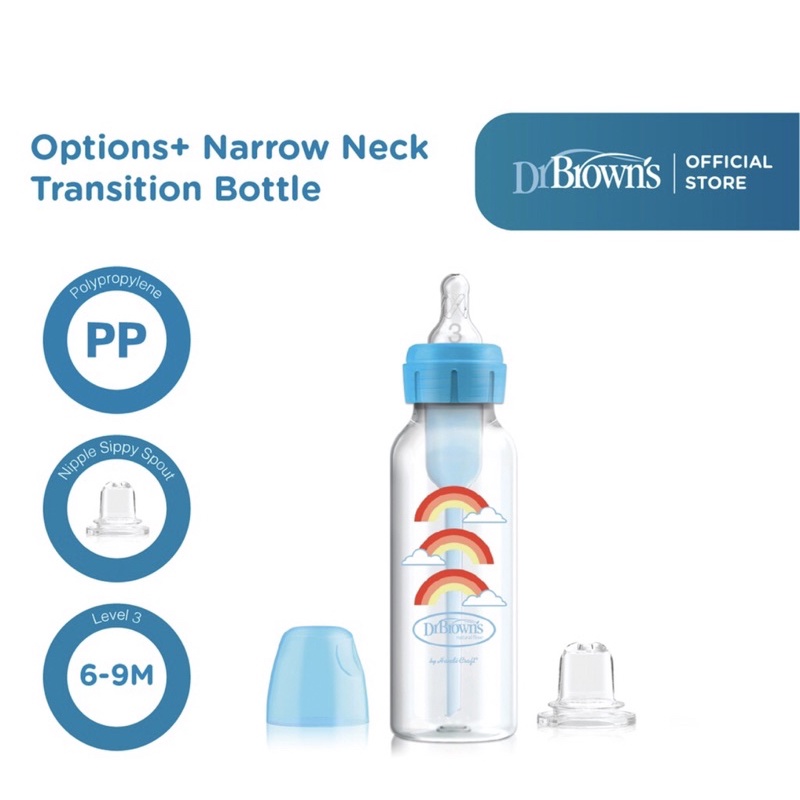 Dr.Brown’s options botol to sippy cup / 8oz / natural flow /stater kit