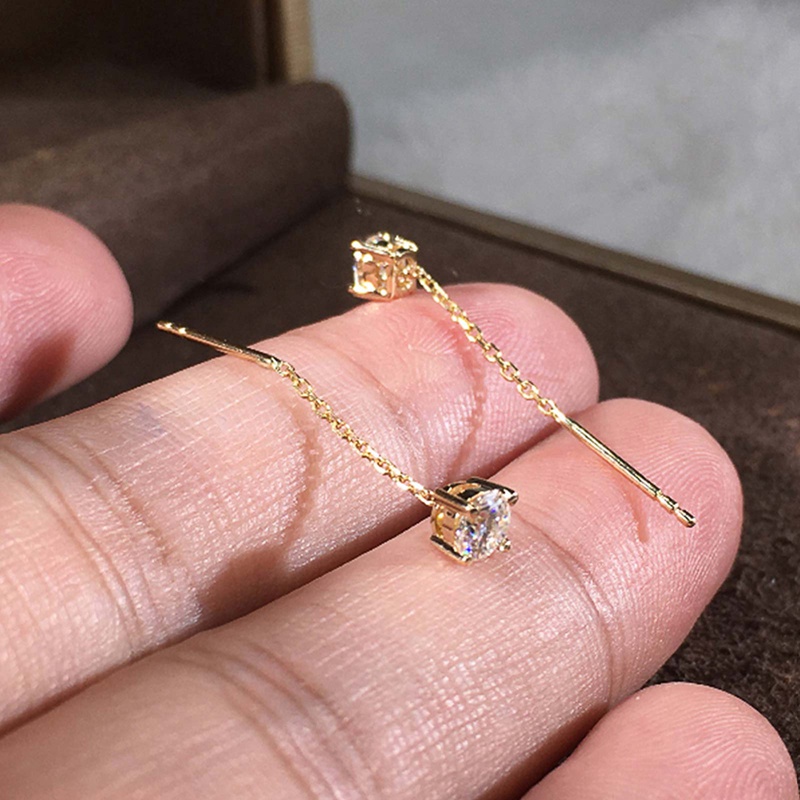 Fancyqube Anting Cubic Zirconia 3 Warna Model Simple Dan Elegan Untuk Wanita