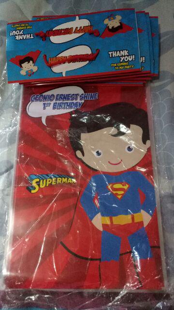 Plastik Snack / Plastik Snack Ulang Tahun Custom Karakter Superman Kids