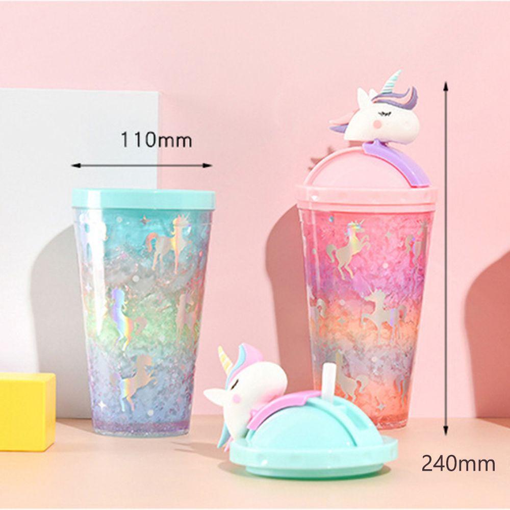 R-FLOWER 450ml Unicorn Water Cup Gift Peralatan Minum Portable Reusable