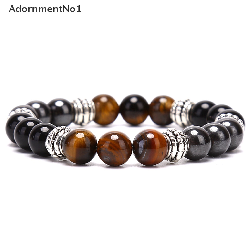 (AdornmentNo1) Gelang Manik Batu Hematite Obsidian Tiger Eye Alami Untuk Wanita