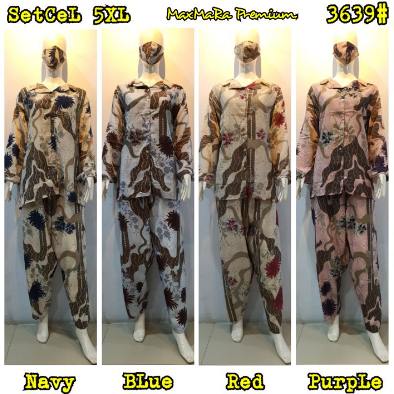 JOSJOLI_STORE/3712 Setcel Rayon/Stelan Rayon Wanita Dewasa Super Jumbo 5XL Free Masker/Busui