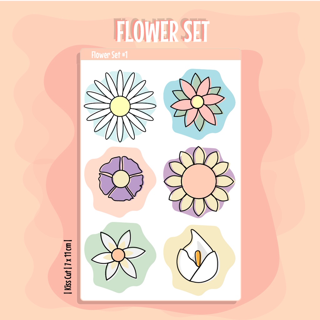 

Simple Aesthetic Flower Sticker Bujo Deco Planner - by Doowdle Bunga