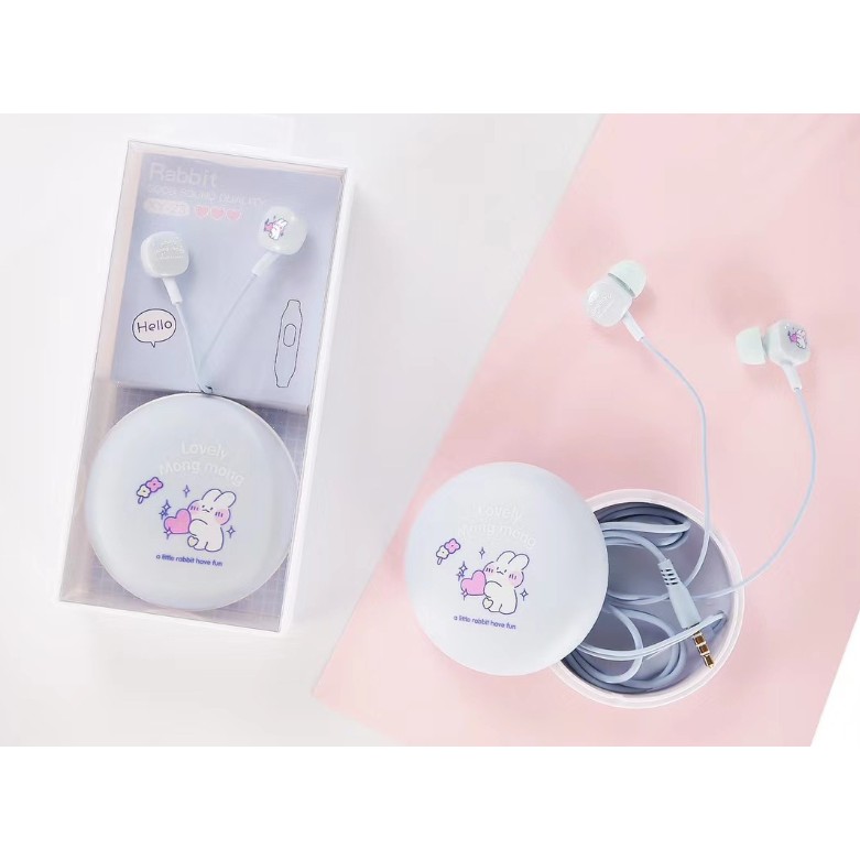 [XY-23] Set Headset Earphone Rabbit LOVELY MONG-MONG / Wadah Earphone Kartun Rabbit MONG-MONG LOVELY