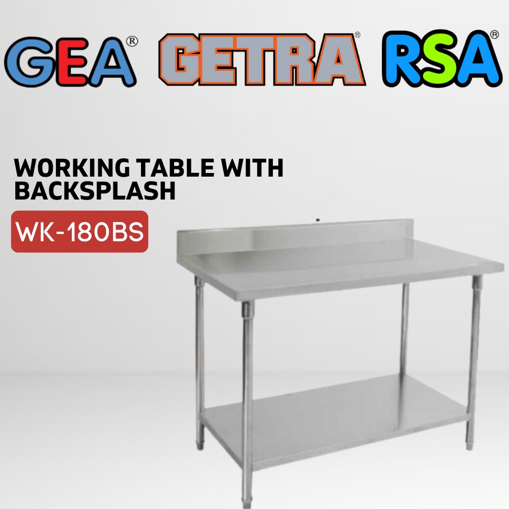 Jual STAINLESS STEEL WORKING TABLE WITH BACKSPLASH GETRA WK180BS / WK