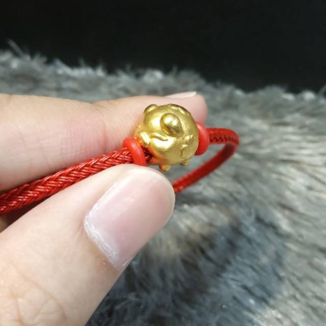 LunaEstella - Gelang Tangan Tali Merah BaBi Hongkong 24K (Gelang Emas Asli)