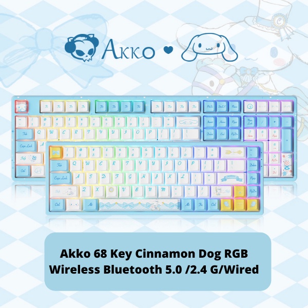 Akko Mechanical Keyboard Gaming CINNAMON DOG 68 Keys  Pink Shaft RBG Wireless 5.0 /2.4G