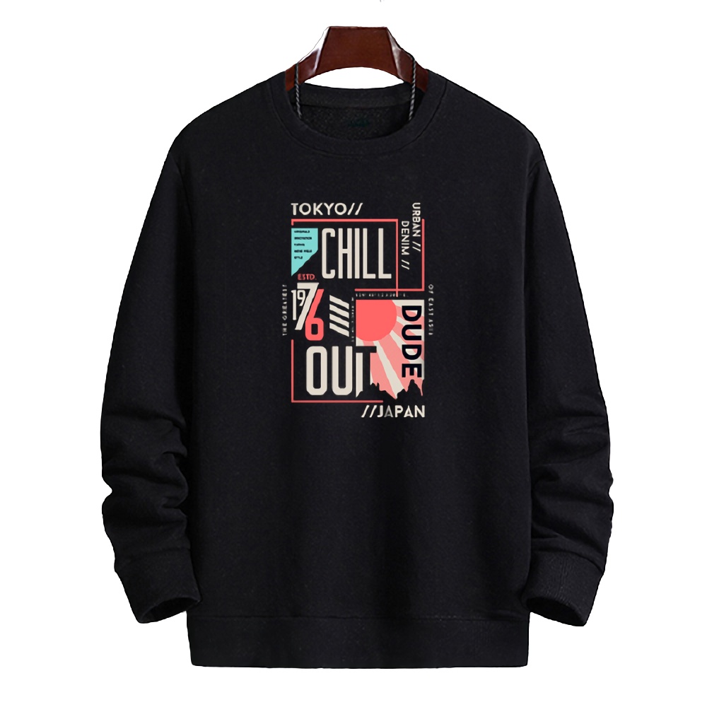 Sweater pria crewneck CHILL OUT sweter cowok distro keren