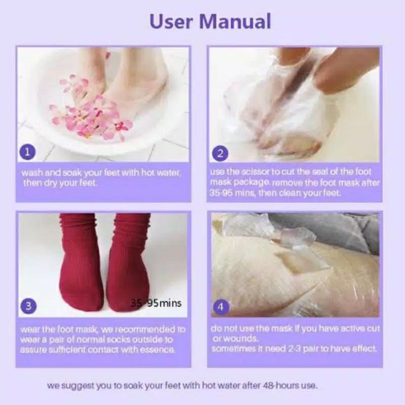 MASKER kaki pengelupas kulit Efero foot mask mengangkat sel mati Lavender untuk Pedicure 20