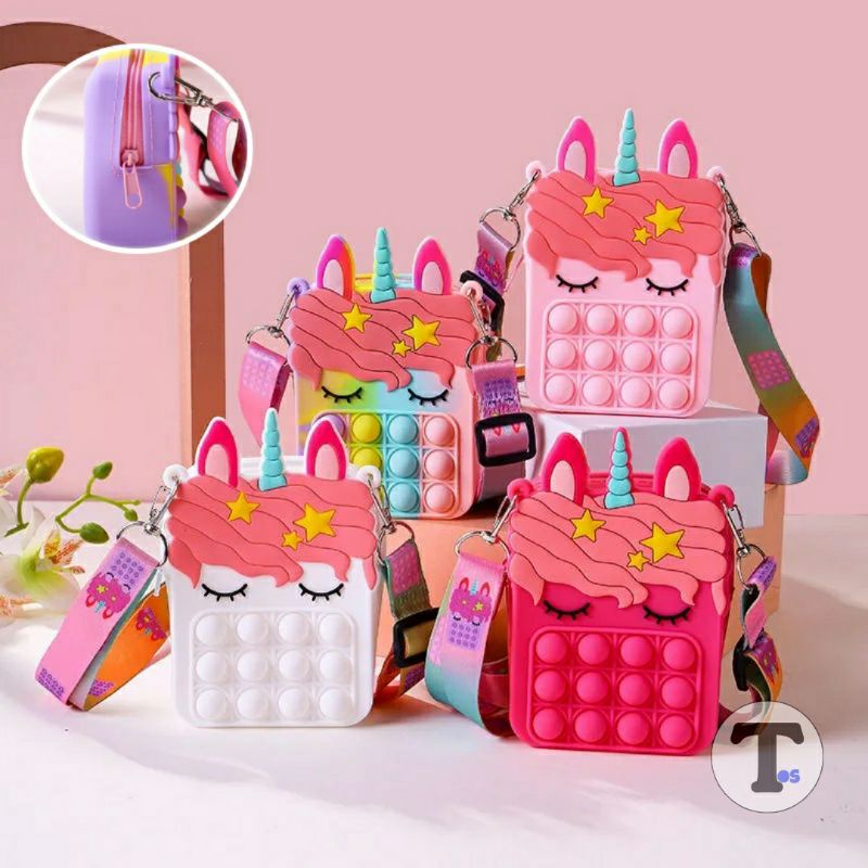 DOMPET KOIN POP IT KARAKTER UNICORN