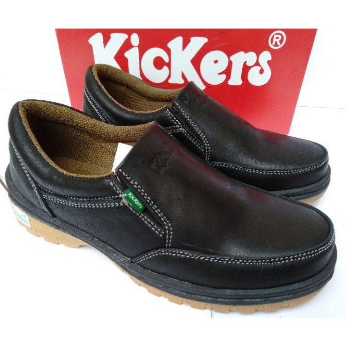 Sepatu kickers kulit pria asli original casual santai kasual slip on tanpa tali terbarumurahselopCOD