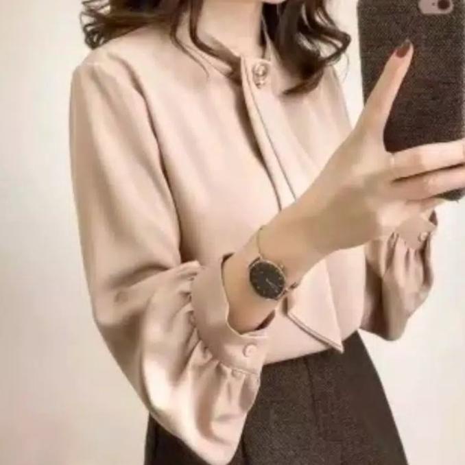 Baju Atasan Wanita Top Blouse Kombinasi Dasi Terbaru Korea