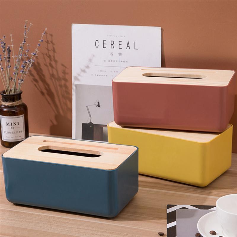 Kotak Tempat Tisu Bahan Kayu Oak / Tissue Box Cover Storage