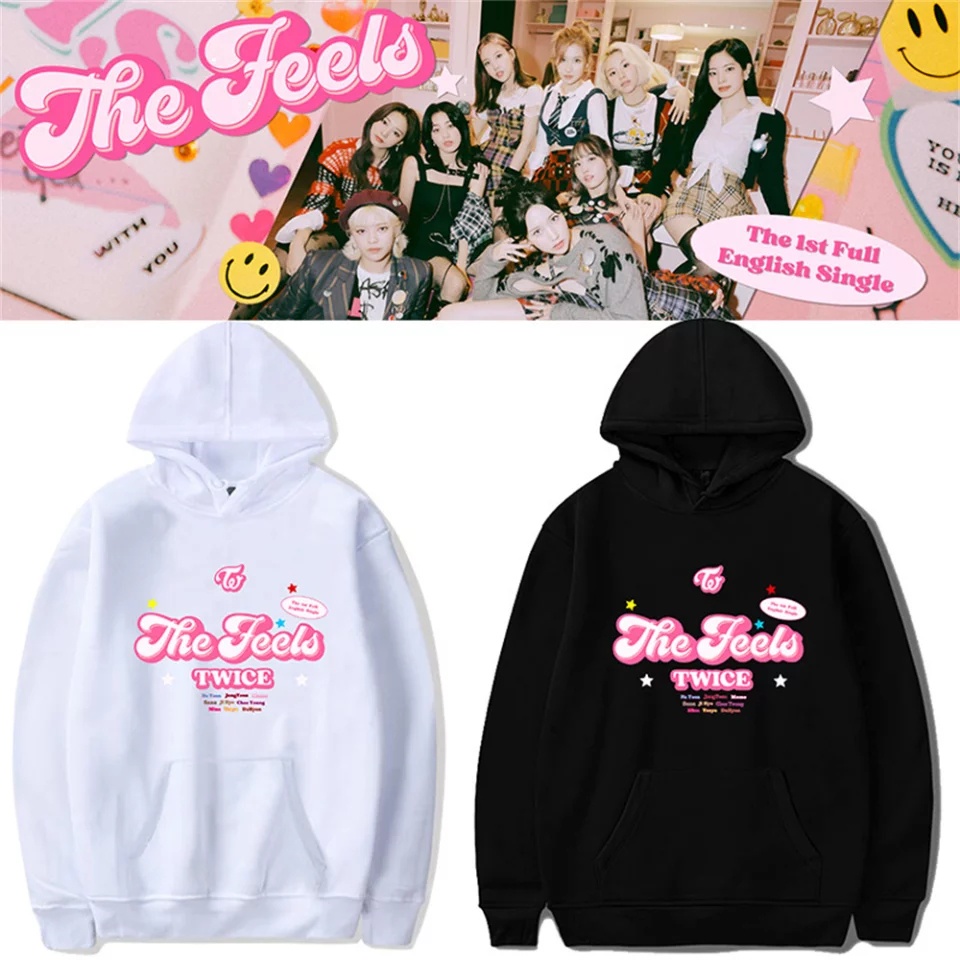 Jaket Sweater Hoodie KPop The Feels Twice M-3XL Special Concert Once Begins Original Terbaru Sweater Twice Member Mina Logo Love World Tour New Hoodie Twice Member Sana Tzuyu Momo Jihyo Nayeon Jaket KPop Twice Korean Style Sweater Jumper Tw Feel Special