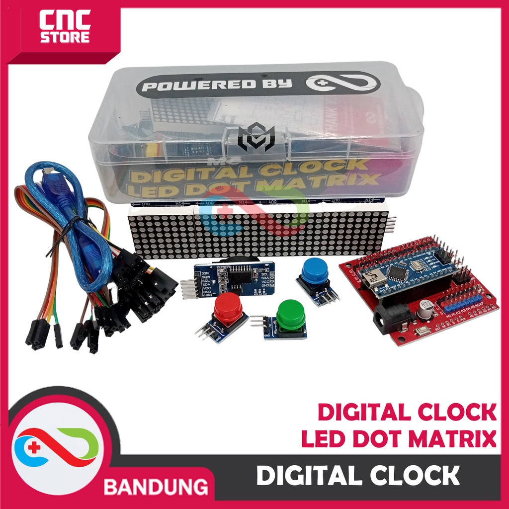 KIT DIGITAL CLOCK LED DOT MATRIX JAM DIGITAL ARDUINO PAKET LENGKAP