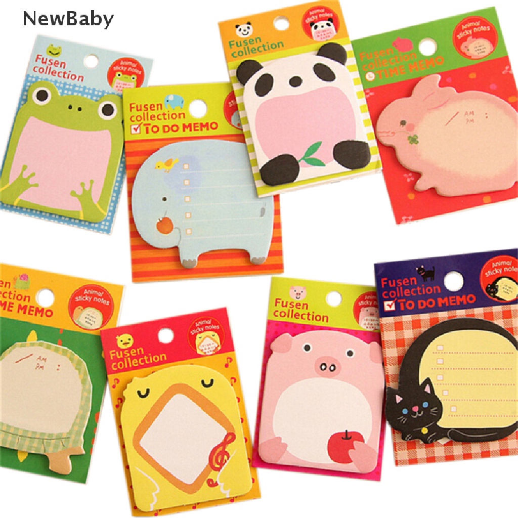 NewBaby 8Pcs Animal Cat Panda Cute Kawaii Sticky Notes Memo Pad School Supplies Hot Sale ID