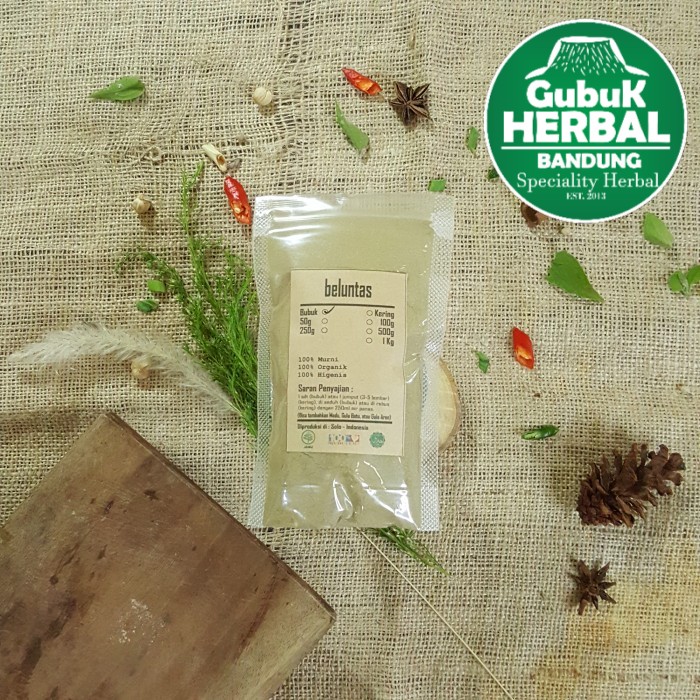 

DAUN BELUNTAS BUBUK 100gr - Pluchea indica - MURNI TANPA GULA - BUBUK HALUS