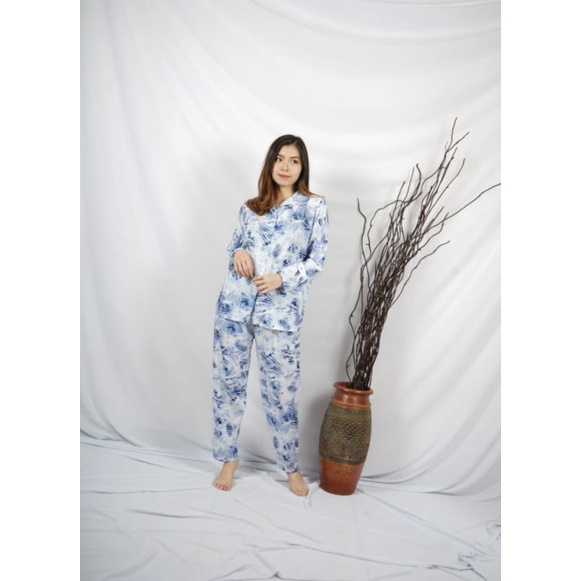 Piyama Rayon Lengan Panjang Celana Panjang/Piyama Premium Cotton Rayon Viscose/ Sleepwear/ Pajamas /