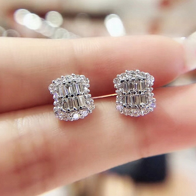 Fancyqube Anting Stud Cubic Zirconia Kristal Serbaguna Untuk Aksesoris Wanita
