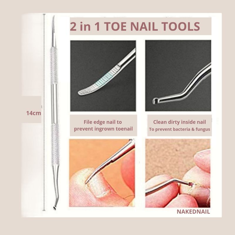 toenail pusher kaki 2in1 toenail pedicure footcare stainless pedikur