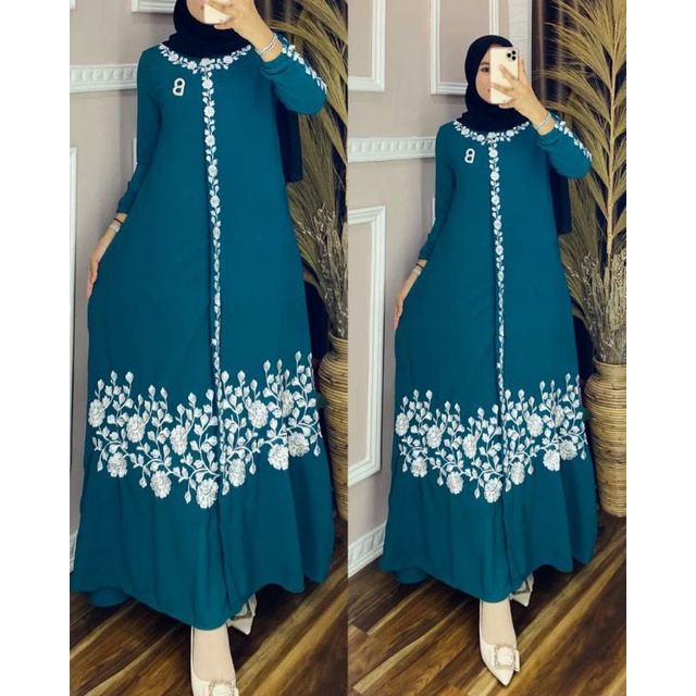 BAJU GAMIS WANITA BAHAN SIFON BORDIR IMPORT | BUSUI MAXY DRESS RIYANA TERMURAH