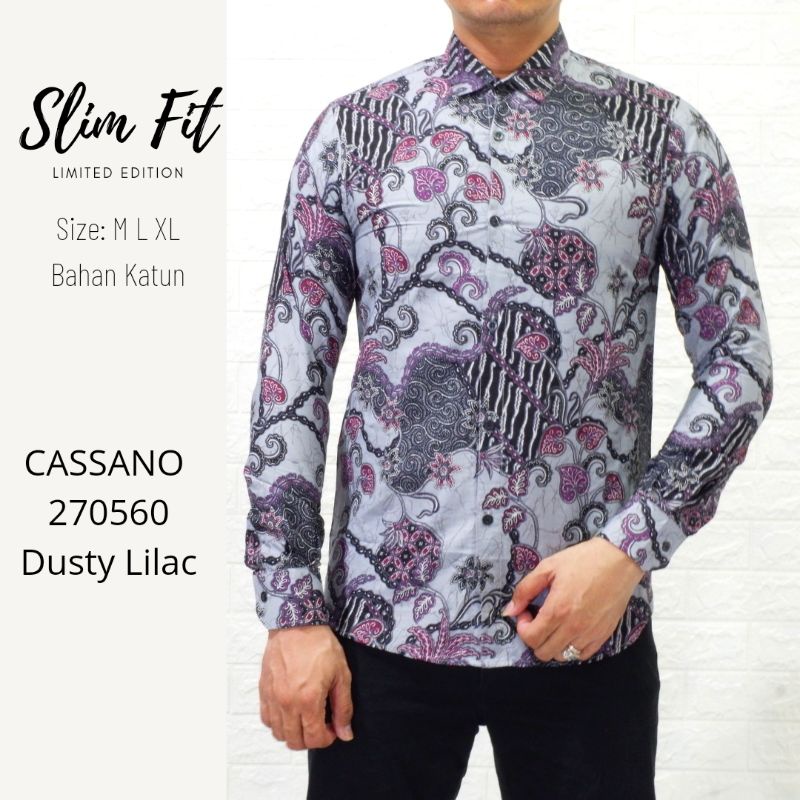 Kemeja Batik Pria Slimfit Lengan Panjang Ungu / Purple / Dusty lilac