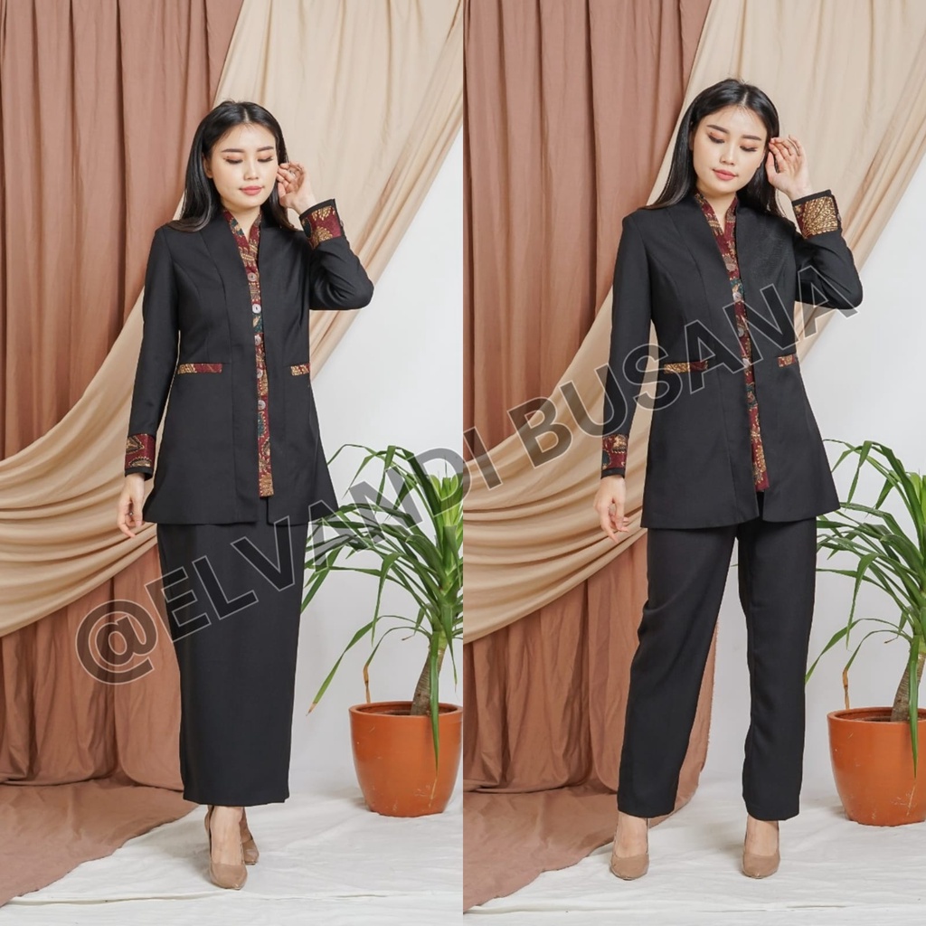 BLAZER WANITA LYNELLE / Seragam PNS / Blazer PNS / Baju PDH PNS Wanita / Baju Dinas Pemda Wanita / Baju Khaki PNS Wanita / Seragam ASN Wanita / Baju Guru Wanita - 5001 Hitam