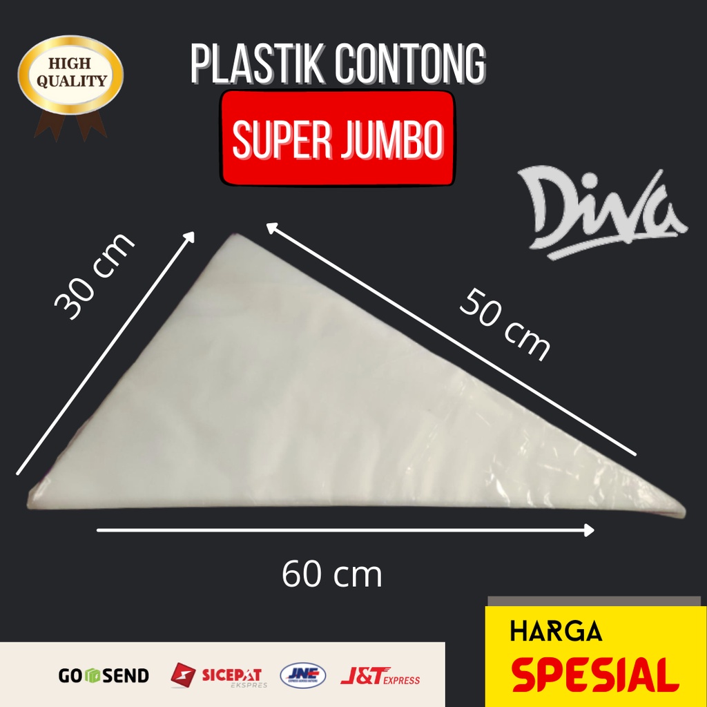 Plastik segitiga SUPER JUMBO /plastik contong / piping bag isi 50