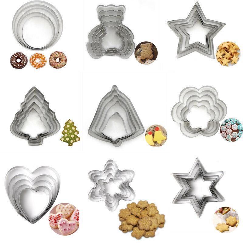 5pcs/set Stainless Steel Cookie Cutter Bunga Hati Bintang Berbentuk Biskuit Cetakan Embosser Dapur Coklat Kue Cetakan DIY Alat Baking