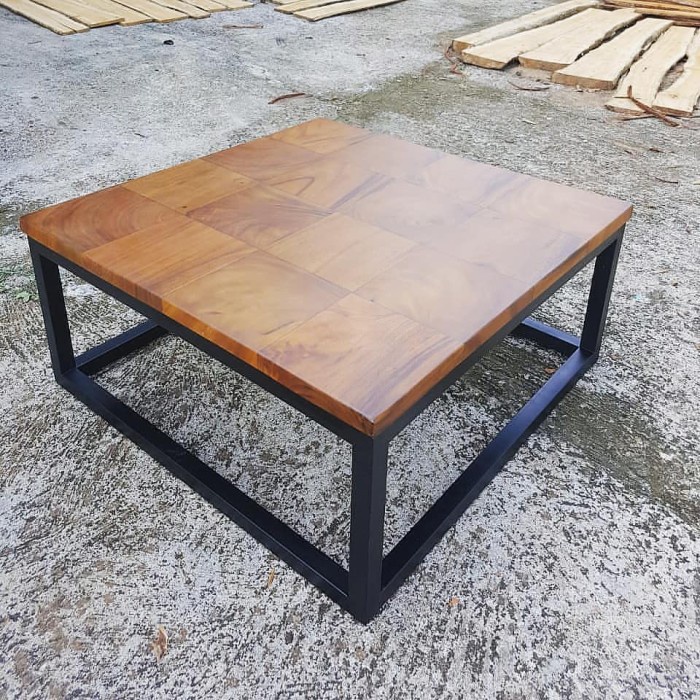 meja tamu/coffe table besi+jati