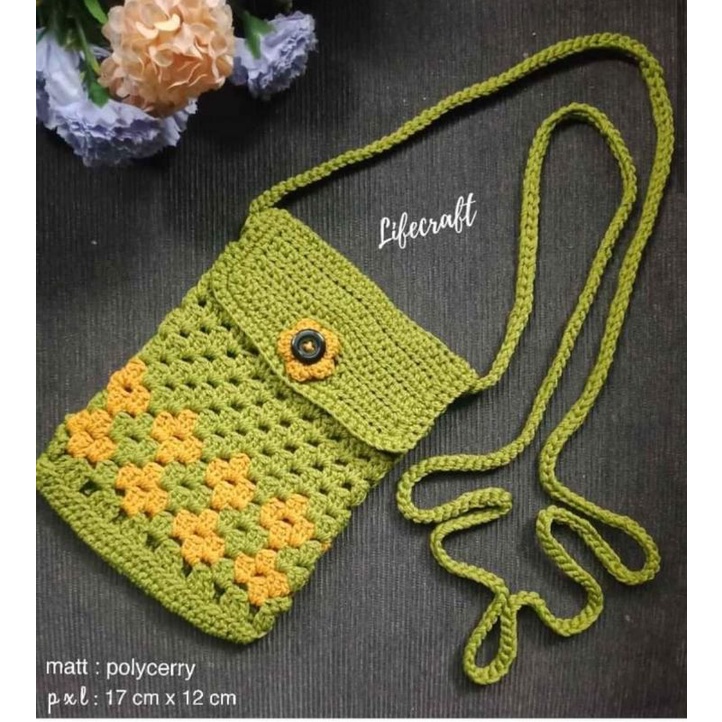 Tas hp rajut/ tas selempang rajut murah/tas rajut unik cantik